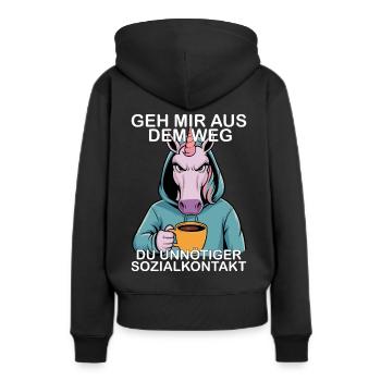 Écarte-toi de mon chemin, contact social inutile - Sweat à capuche Premium bio Femme - noir - Dos - Julia (174cm)
