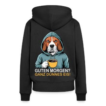 Bonjour très mince glace drôle beagle - Sweat à capuche Premium bio Femme - noir - Dos - Julia (174cm)