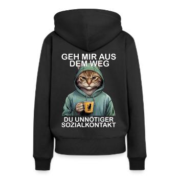 Écarte-toi de mon chemin, contact social inutile - Sweat à capuche Premium bio Femme - noir - Dos - Julia (174cm)