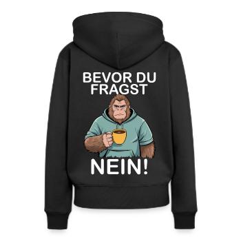 Bevor Du Fragst Nein Bigfoot - Frauen Premium Bio Hoodie - Schwarz - Hinten - Julia (174cm)
