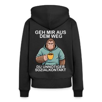 Écarte-toi de mon chemin, contact social inutile - Sweat à capuche Premium bio Femme - noir - Dos - Julia (174cm)