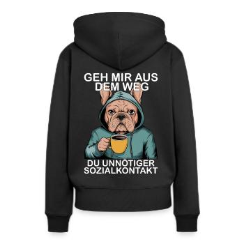 Contact social inutile Drôle de français - Sweat à capuche Premium bio Femme - noir - Dos - Julia (174cm)