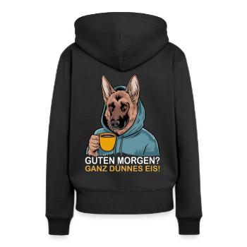 Bonjour très mince glace drôle allemand - Sweat à capuche Premium bio Femme - noir - Dos - Julia (174cm)