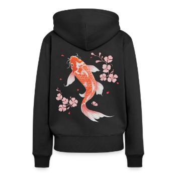 Koi Poisson Carpe Japon Chine Poisson - Sweat à capuche Premium bio Femme - noir - Dos - Julia (174cm)
