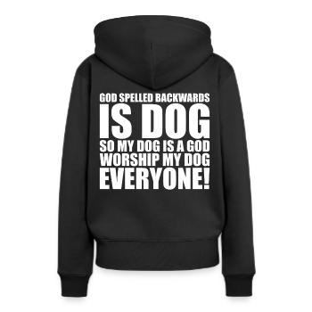 Christus Christliche Gott Theologie Hund - Frauen Premium Bio Hoodie - Schwarz - Hinten - Julia (174cm)