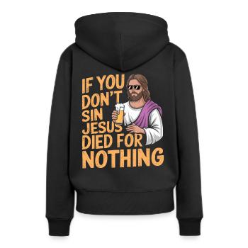 Christus Reformierte Christliche Gott Theologie - Frauen Premium Bio Hoodie - Schwarz - Hinten - Julia (174cm)