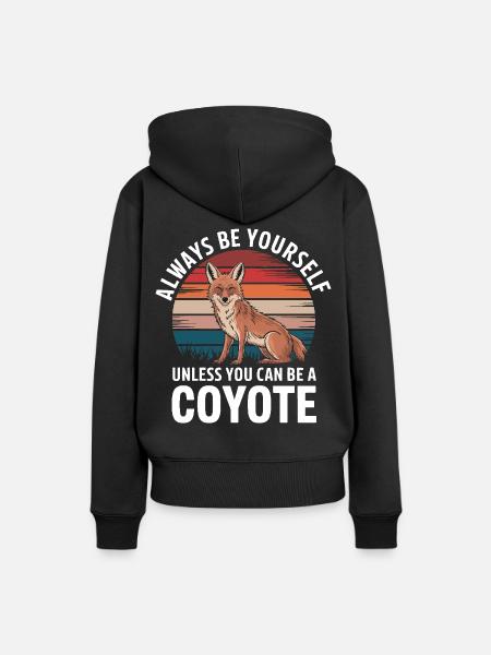 Kojote Tier Lustig - Frauen Premium Bio Hoodie - Schwarz