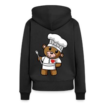 Chef Koch mit Herz Cartoon Hobbykoch Kochkunst - Frauen Premium Bio Hoodie - Schwarz - Hinten - Julia (174cm)