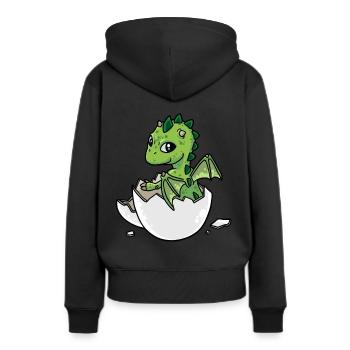 Petit bébé dragon dragon naissance oeuf coquille - Sweat à capuche Premium bio Femme - noir - Dos - Julia (174cm)