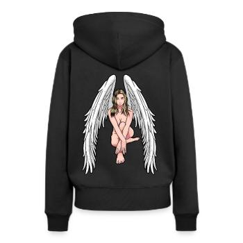 Ange Gardien Ange Fantaisie Céleste Spirituel - Sweat à capuche Premium bio Femme - noir - Dos - Julia (174cm)