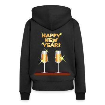 Nouvel An Cadeau du Nouvel An Minuit - Sweat à capuche Premium bio Femme - noir - Dos - Julia (174cm)