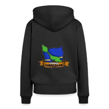 Curaçao Curacao Stolzes Land - Frauen Premium Bio Hoodie - Schwarz - Hinten - Julia (174cm)