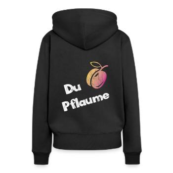 Du Pflaume - Frauen Premium Bio Hoodie - Schwarz - Hinten - Julia (174cm)