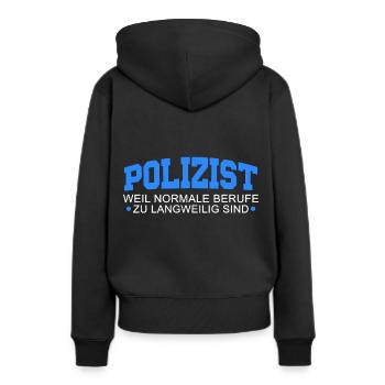 Polizist - Frauen Premium Bio Hoodie - Schwarz - Hinten - Julia (174cm)