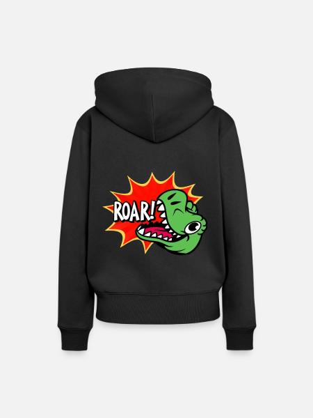 Dinosaur ROAR - Frauen Premium Bio Hoodie - Schwarz