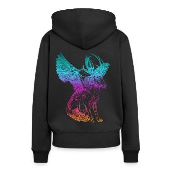 WOLPERTINGER - Frauen Premium Bio Hoodie - Schwarz - Hinten - Julia (174cm)