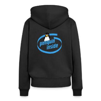Penguin Inside Informatik énonciation drôle - Sweat à capuche Premium bio Femme - noir - Dos - Julia (174cm)