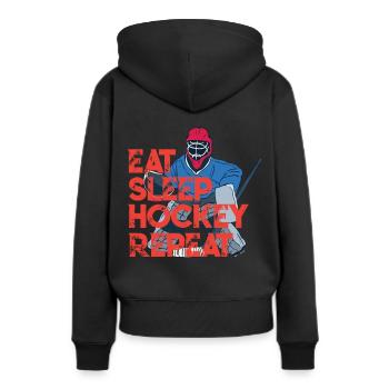 Eishockeytorwart Eishockey Goalie Hockey - Frauen Premium Bio Hoodie - Schwarz - Hinten - Julia (174cm)