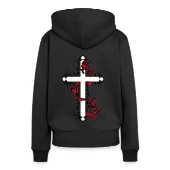 Croix croix Église Dieu Messie céleste christ - Sweat à capuche Premium bio Femme - noir - Dos - Julia (174cm)