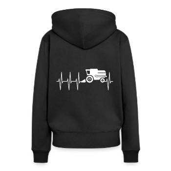 Heartbeat ECG Pulse Farmer Combine - Sweat à capuche Premium bio Femme - noir - Dos - Julia (174cm)
