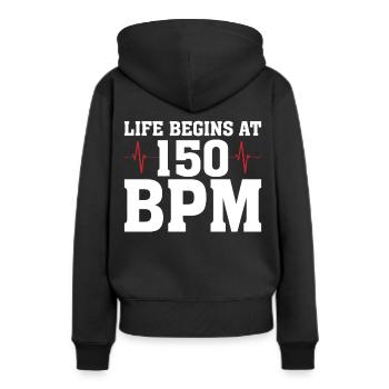 BPM Hardstyle Rave Techno disant cadeau - Sweat à capuche Premium bio Femme - noir - Dos - Julia (174cm)