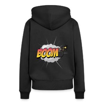 boom bombe - Frauen Premium Bio Hoodie - Schwarz - Hinten - Julia (174cm)