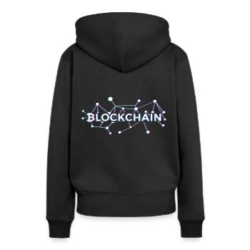 chaîne bloc - Sweat à capuche Premium bio Femme - noir - Dos - Julia (174cm)