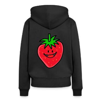 Baies de fraise aux fruits - Sweat à capuche Premium bio Femme - noir - Dos - Julia (174cm)