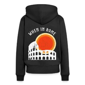 Coucher de soleil sur le Colisée - Sweat à capuche Premium bio Femme - noir - Dos - Julia (174cm)