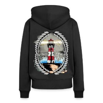 Albatross Moeven Leuchtturm Kueste Seemoeven - Frauen Premium Bio Hoodie - Schwarz - Hinten - Julia (174cm)