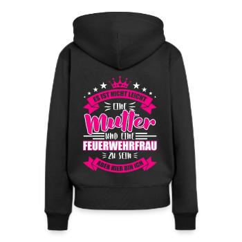 Mutter und Feuerwehrfrau Ffw Feuerwehr Geschenk - Frauen Premium Bio Hoodie - Schwarz - Hinten - Julia (174cm)