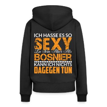 Bosnier Bosnien Spruch - Frauen Premium Bio Hoodie - Schwarz - Hinten - Julia (174cm)