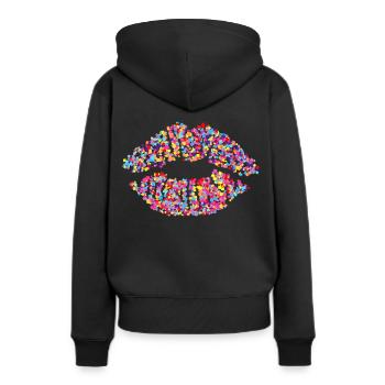 Kussmund - Frauen Premium Bio Hoodie - Schwarz - Hinten - Julia (174cm)