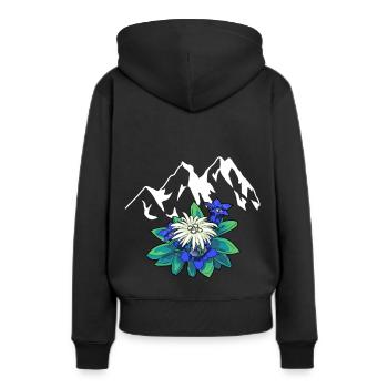 Montagnes montagnes Tirol Edelweiss gentiane nature randonnée - Sweat à capuche Premium bio Femme - noir - Dos - Julia (174cm)