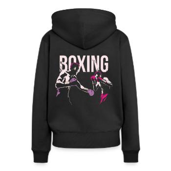 Boxe, boxe, boxe, boxeur, maillot de combat - Sweat à capuche Premium bio Femme - noir - Dos - Julia (174cm)