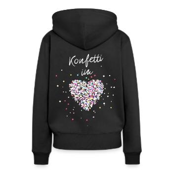 Konfetti im Herzen - Frauen Premium Bio Hoodie - Schwarz - Hinten - Julia (174cm)