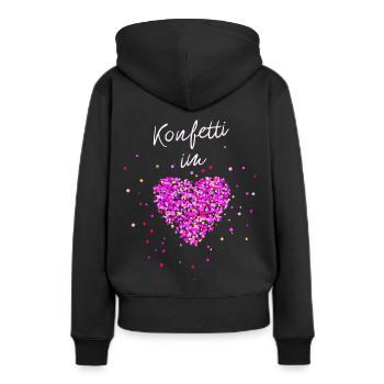 Konfetti im Herzen - Frauen Premium Bio Hoodie - Schwarz - Hinten - Julia (174cm)