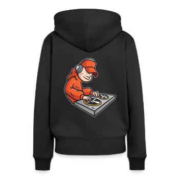 BATTLE DJ TURNTABLISM DEEJAY TURNTABLE GIFT - Sweat à capuche Premium bio Femme - noir - Dos - Julia (174cm)
