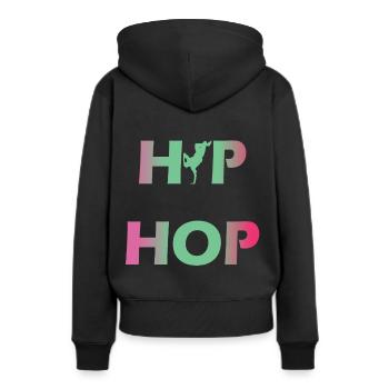 Hip hop - Sweat à capuche Premium bio Femme - noir - Dos - Julia (174cm)