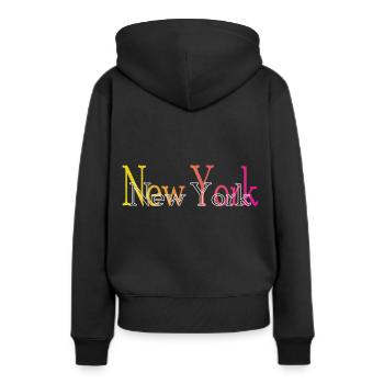 New York - Sweat à capuche Premium bio Femme - noir - Dos - Julia (174cm)