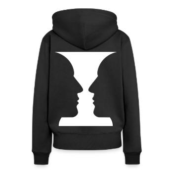 Têtes ou vases Illusions optiques - Sweat à capuche Premium bio Femme - noir - Dos - Julia (174cm)