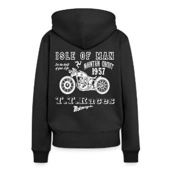 isle of man 1957, motorcycle racing shirt vintage biker - Women’s Premium Organic Hoodie - black - Back - Julia (174cm)