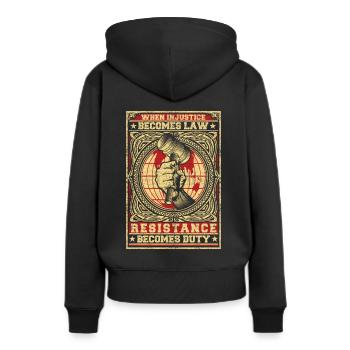Justice injustice loi résistance tribunal - Sweat à capuche Premium bio Femme - noir - Dos - Julia (174cm)