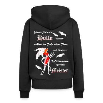 Teufel Satan Luzifer - Frauen Premium Bio Hoodie - Schwarz - Hinten - Julia (174cm)