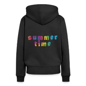 Summertime - heure d'été - Sweat à capuche Premium bio Femme - noir - Dos - Julia (174cm)