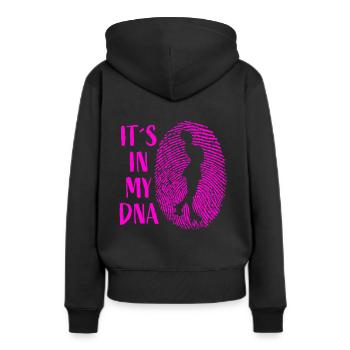 It´s in my DNA - Rollkunstlauf Rollschuh Pirouette - Frauen Premium Bio Hoodie - Schwarz - Hinten - Julia (174cm)