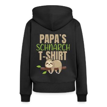 Papa´s Schnarch T-Shirt -Schnarcher - Frauen Premium Bio Hoodie - Schwarz - Hinten - Julia (174cm)