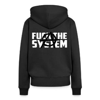 Anarchie Symbol Anarchist Geschenk Spruch - Frauen Premium Bio Hoodie - Schwarz - Hinten - Julia (174cm)