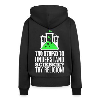 Athéisme disant science athée - Sweat à capuche Premium bio Femme - noir - Dos - Julia (174cm)