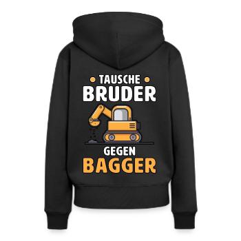 Échange frère contre pelleteuse - Sweat à capuche Premium bio Femme - noir - Dos - Julia (174cm)